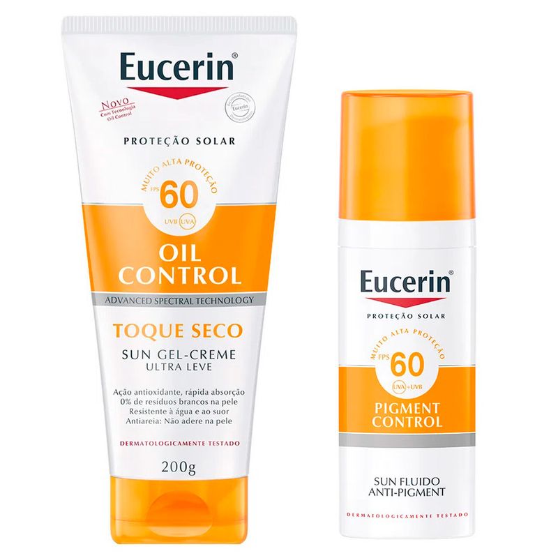 Eucerin Sun Kit - Protetor Solar Corporal Toque Seco FPS60 + Protetor Solar Facial Pigment Control FPS60 Kit